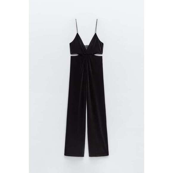 🖤 RHINESTONE STRAP VELVET JUMPSUIT - Picture 5 of 7